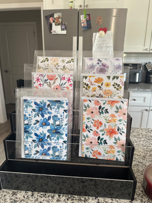 📦 Wholesale Watercolor Bird Greeting Cards – 6 Color Floral Designs