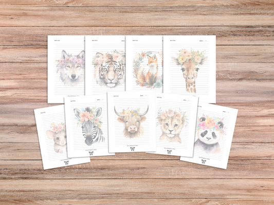 📦 Wholesale Notepads – Cute Watercolor Animals with Lined Pages